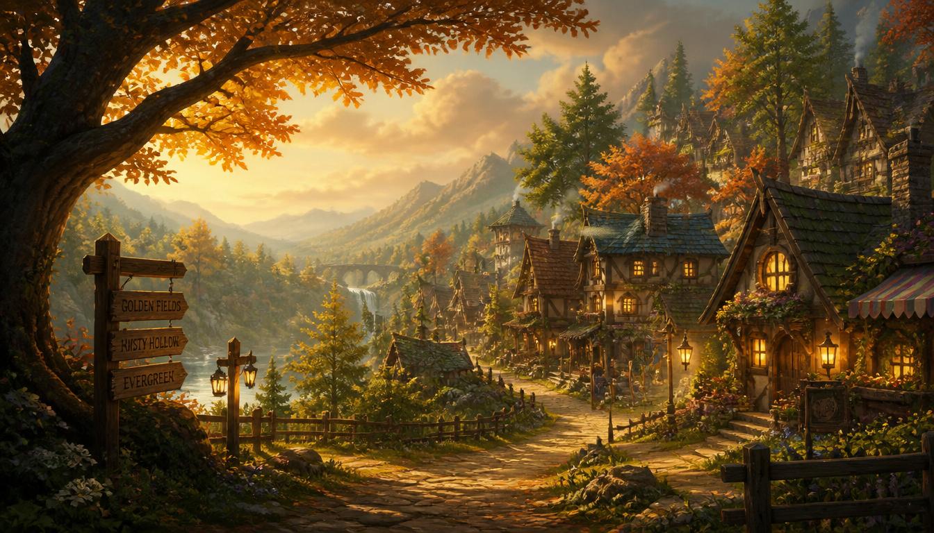 Thumbnail: Cinderbrook village at golden hour